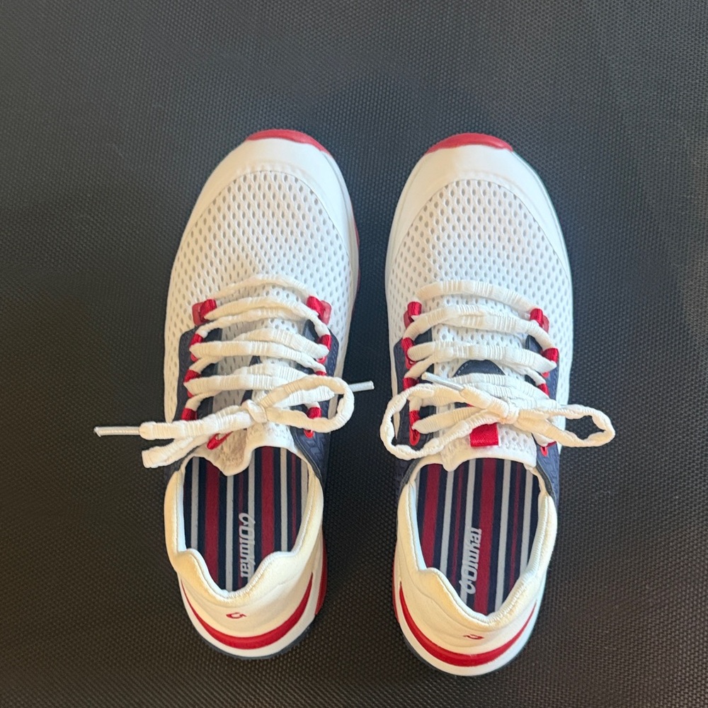 OluKai White Mesh Athletic Sneakers with Red & Navy Details - Picture 2 of 6